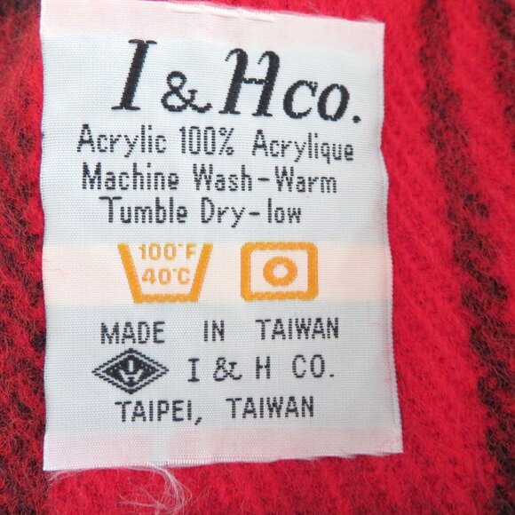 Vintage Acrylic Throw Blanket Red Tartan Plaid Fringe 54" x 50" Camp Lap Stadium - Picture 8 of 8